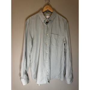 ZARA Blue Gray Linen Button-Down Shirt Boxy Loose Oversized Unisex